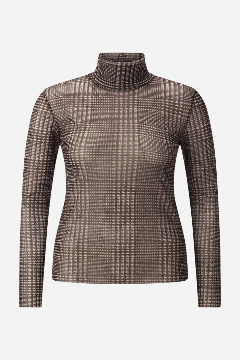 Rollkragen-Longsleeve mit Karo-Print