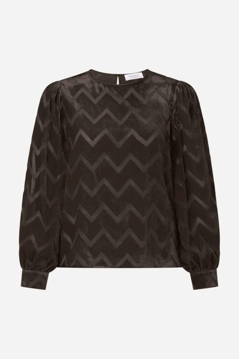 Samtbluse mit Zickzack-Muster