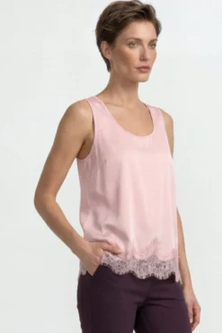 Satin Top mit Spitze