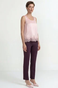 Satin Top mit Spitze