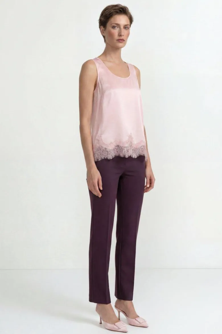 Satin Top mit Spitze
