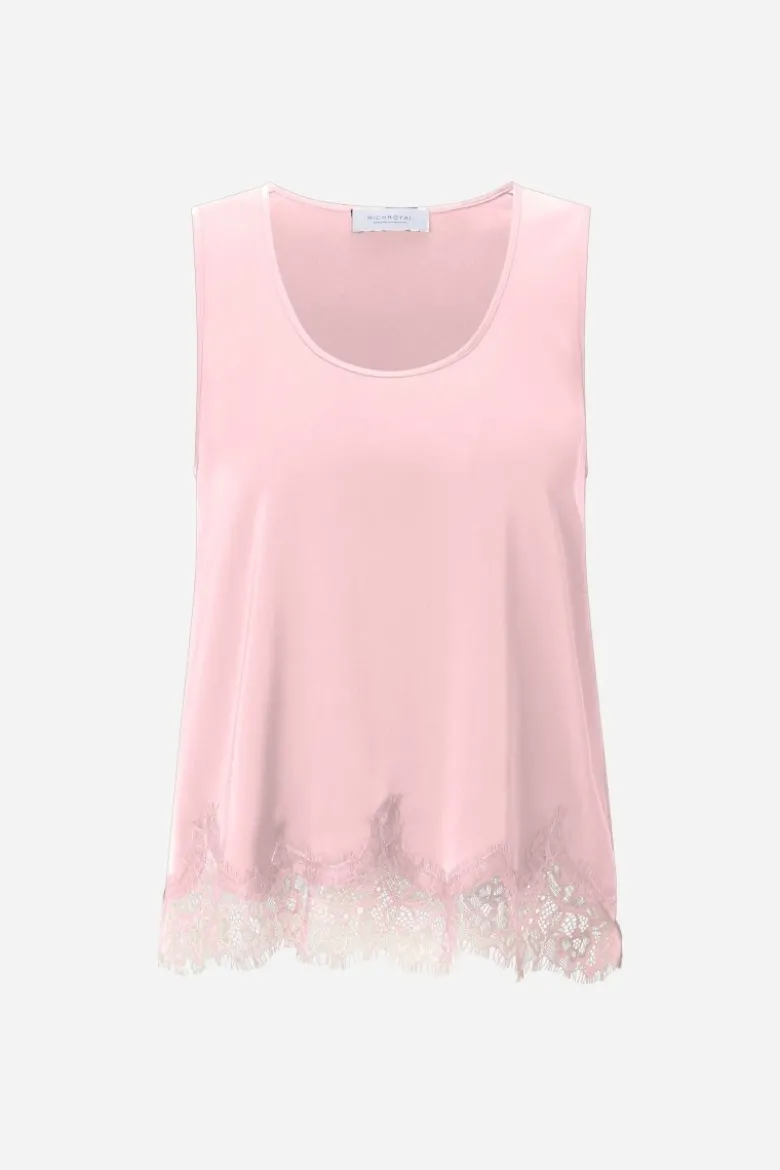 Satin Top mit Spitze