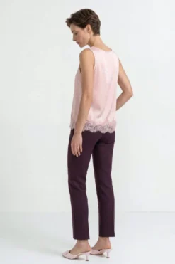 Satin Top mit Spitze