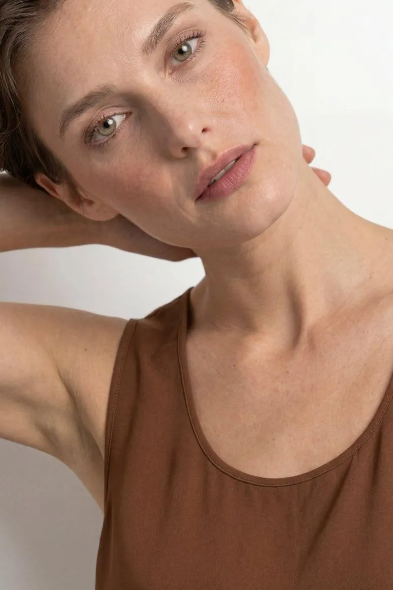 Satin Top mit Spitze