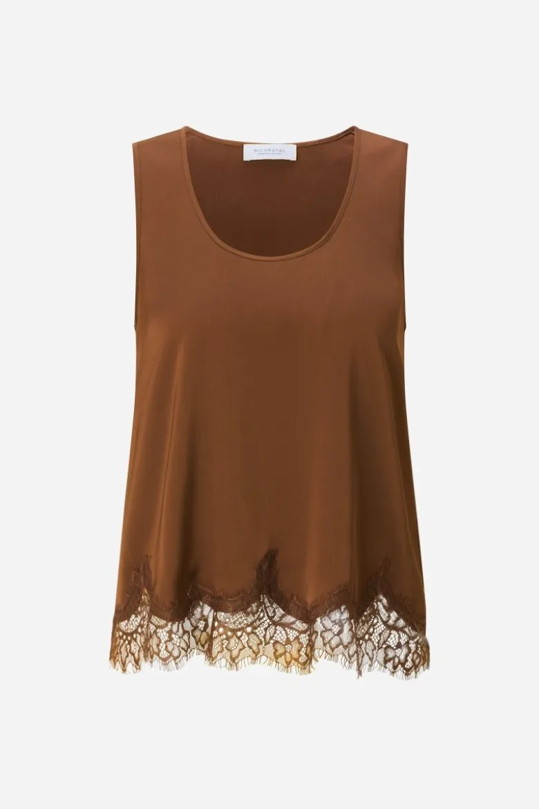Satin Top mit Spitze