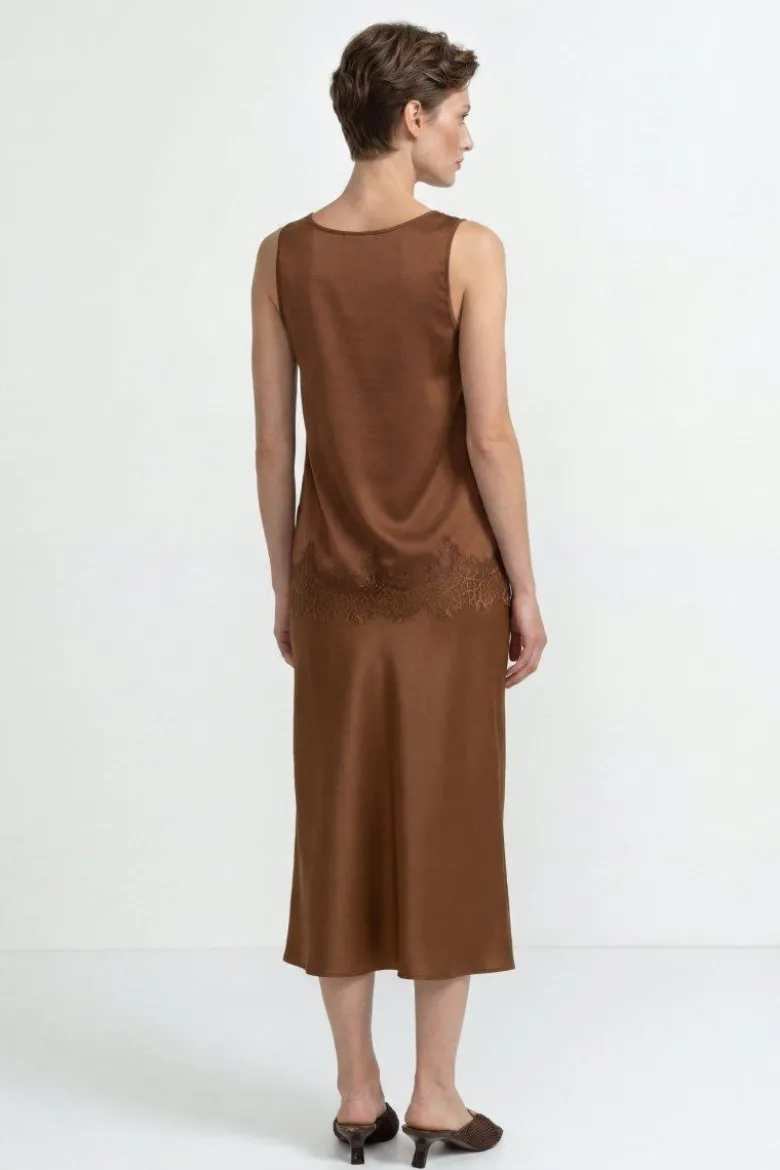 Satin Top mit Spitze