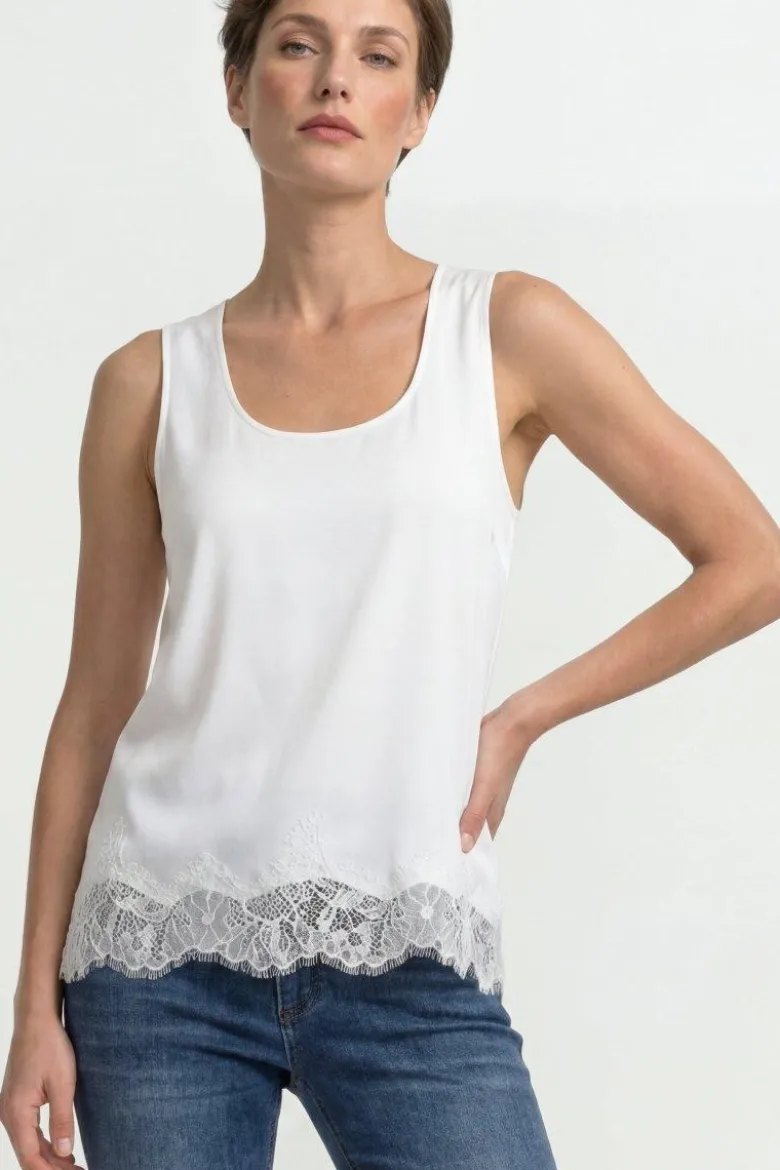 Satin Top mit Spitze