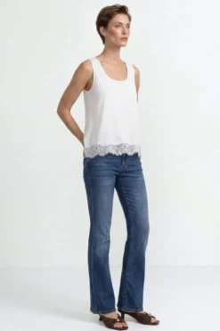 Satin Top mit Spitze