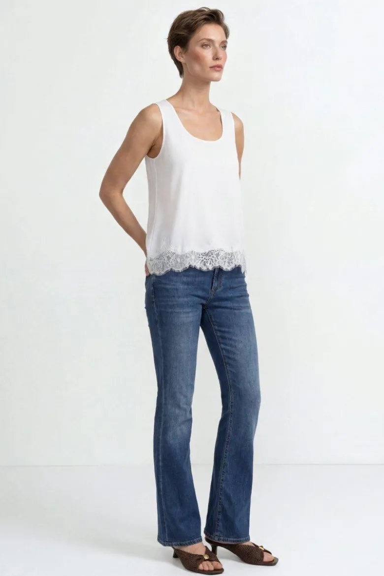 Satin Top mit Spitze