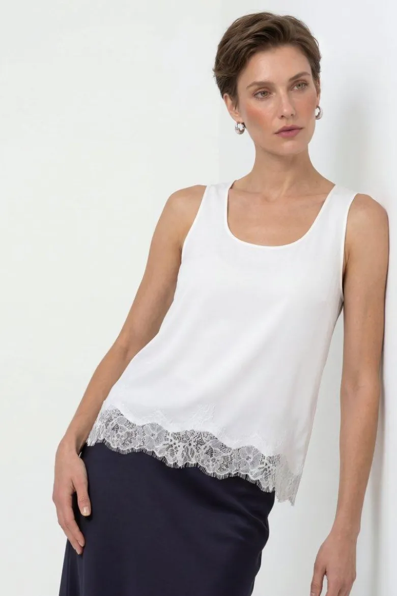 Satin Top mit Spitze