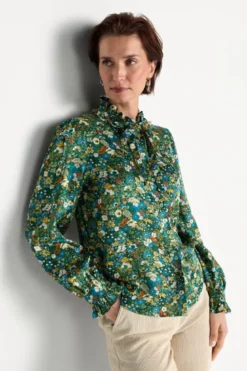 Schluppenbluse mit Blumenprint