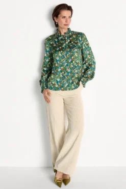 Schluppenbluse mit Blumenprint