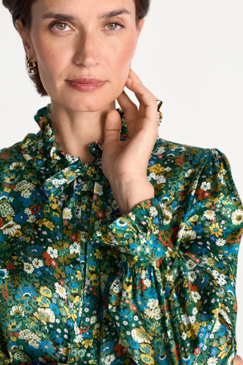 Schluppenbluse mit Blumenprint