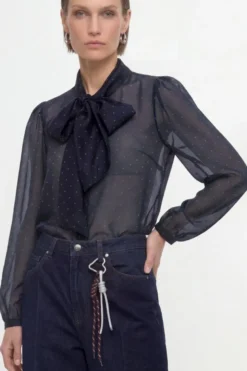 Schluppenbluse mit Punkte-Print