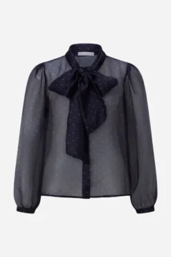 Schluppenbluse mit Punkte-Print