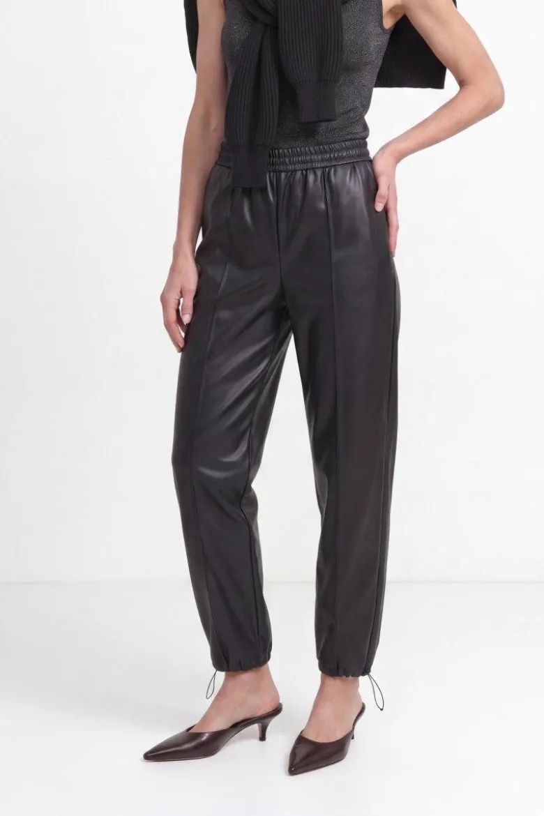 Schwarze Jogger-Hose in Lederoptik