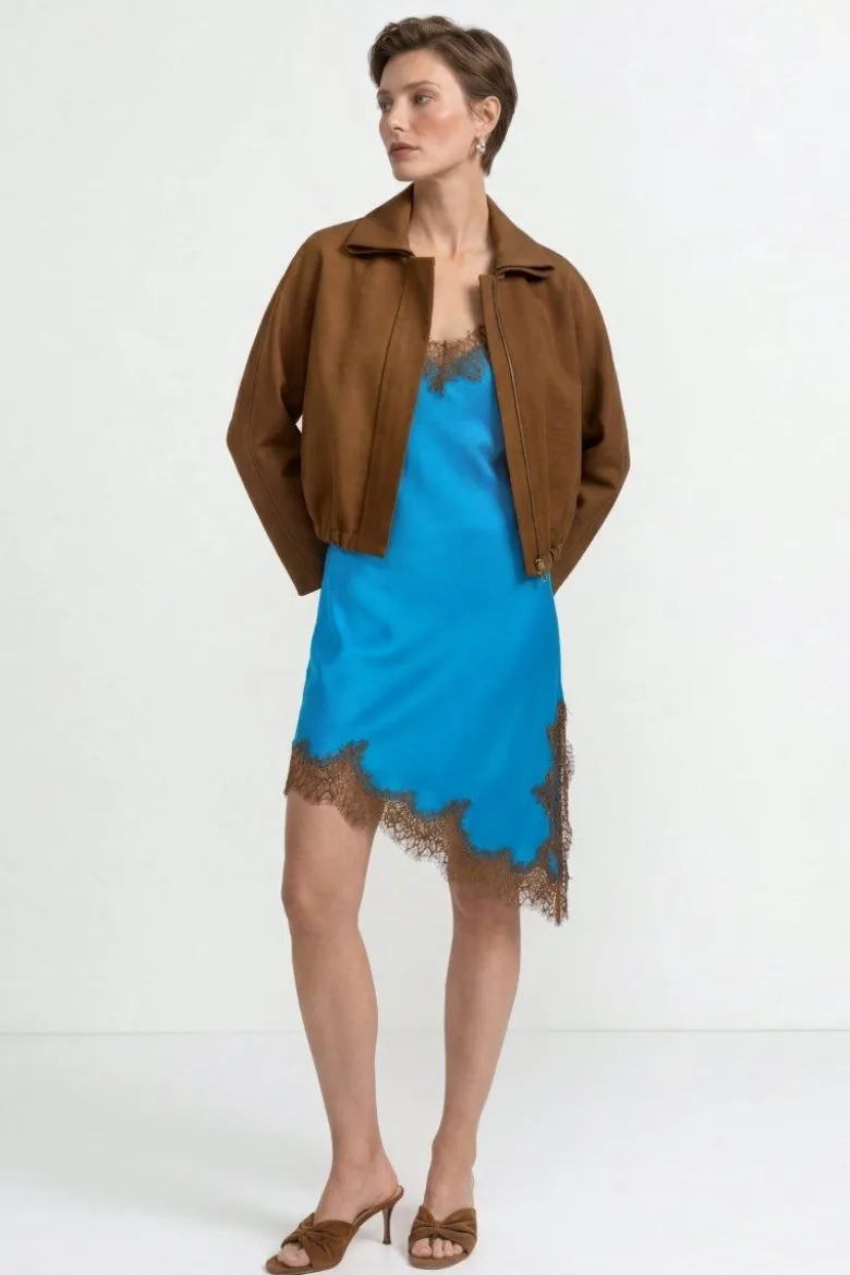 Slipdress mit Spitze