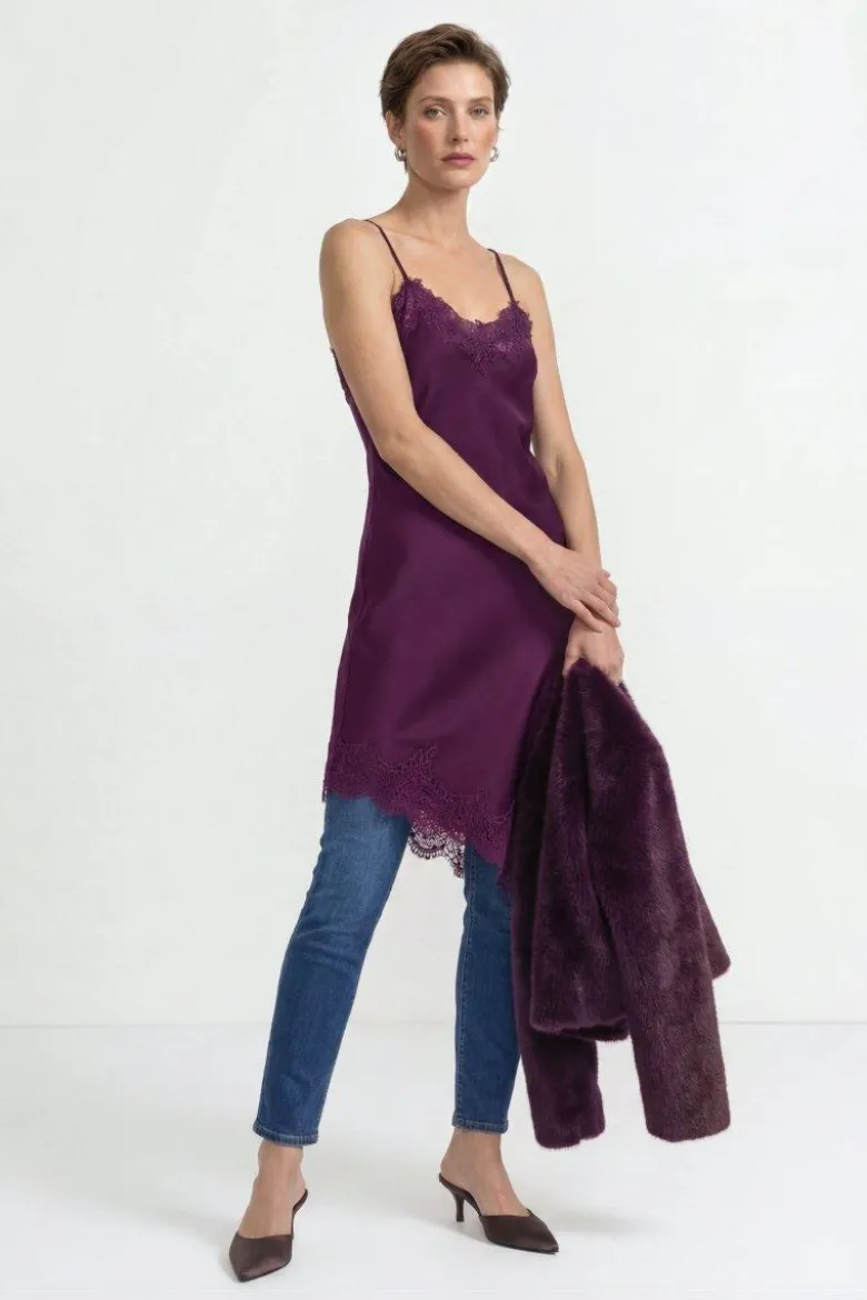 Slipdress mit Spitze