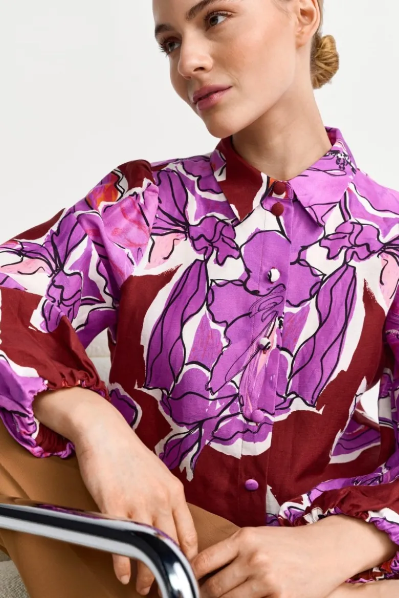Statement-Bluse aus Leinen-Mix