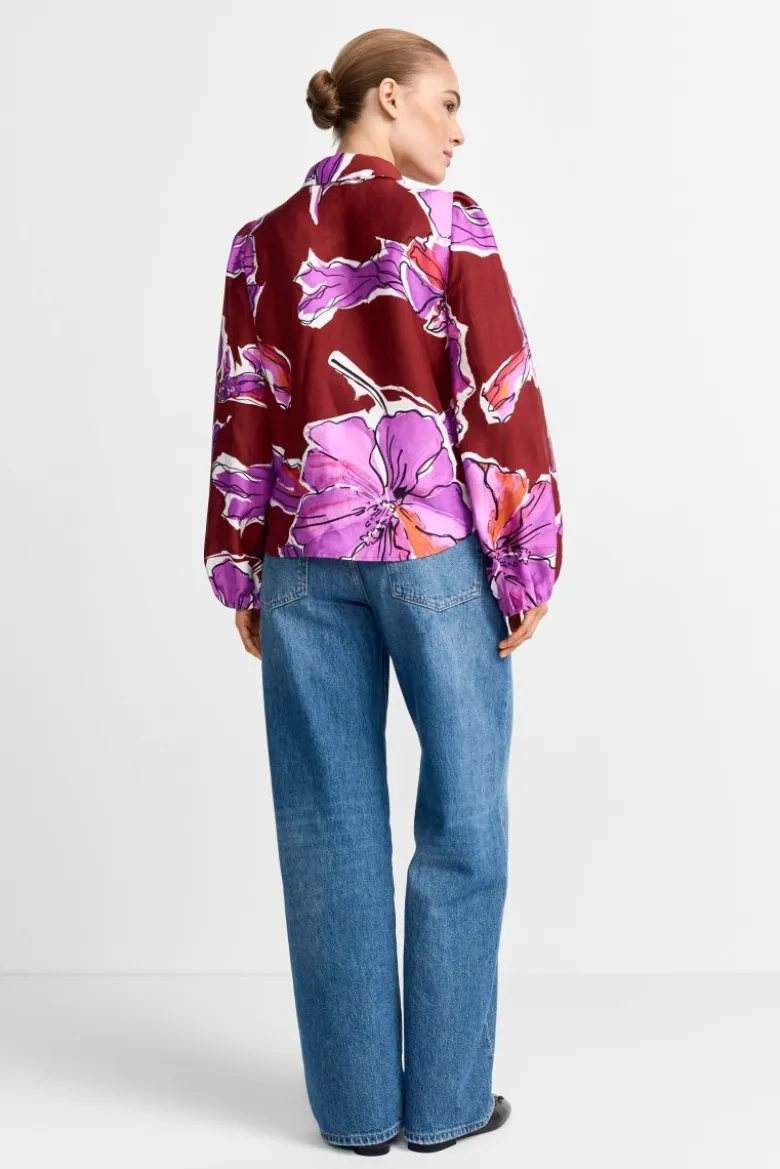 Statement-Bluse aus Leinen-Mix