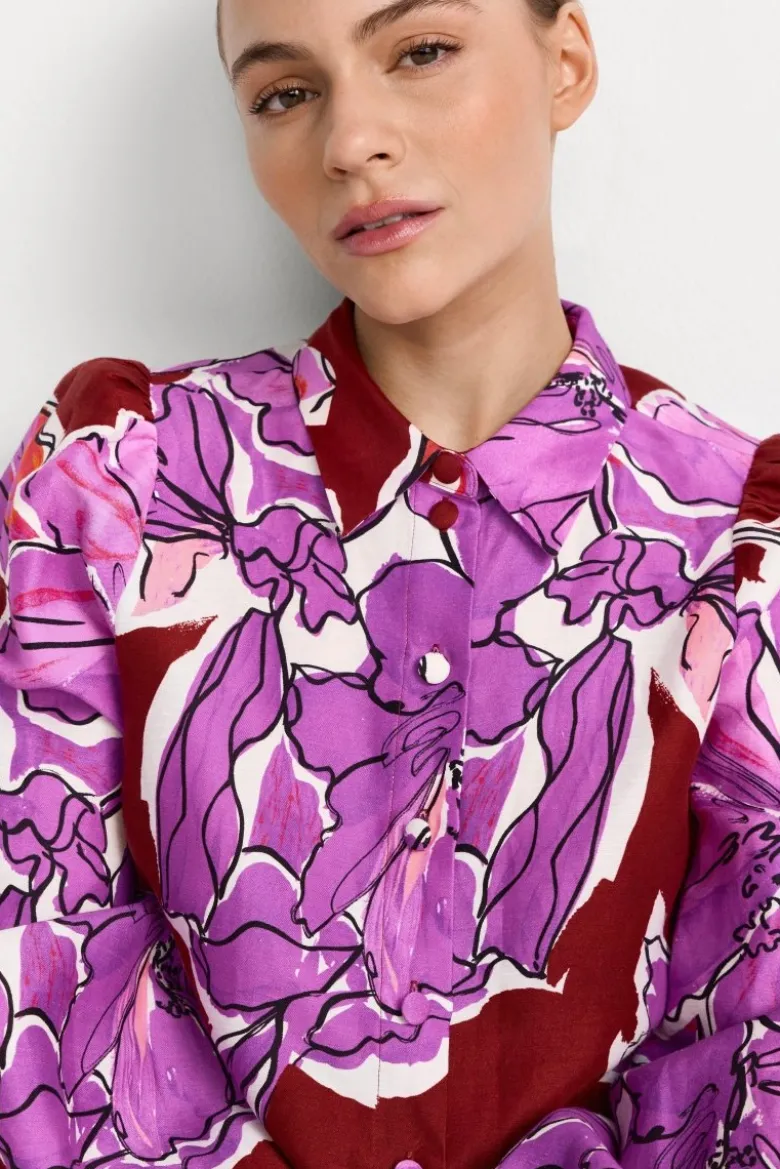 Statement-Bluse aus Leinen-Mix
