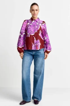 Statement-Bluse aus Leinen-Mix