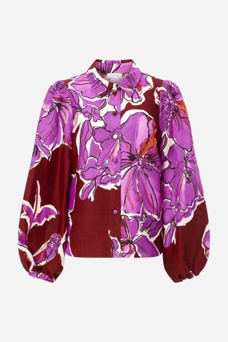 Statement-Bluse aus Leinen-Mix