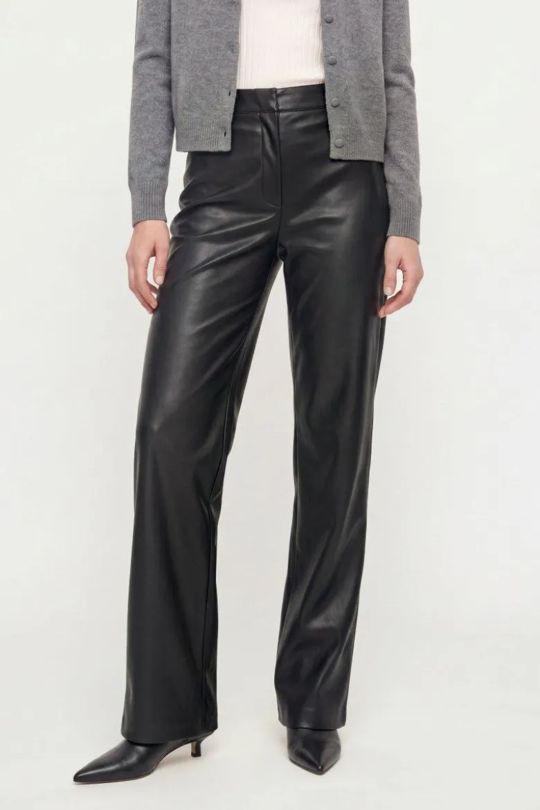 Straight-Leg-Hose in Lederoptik