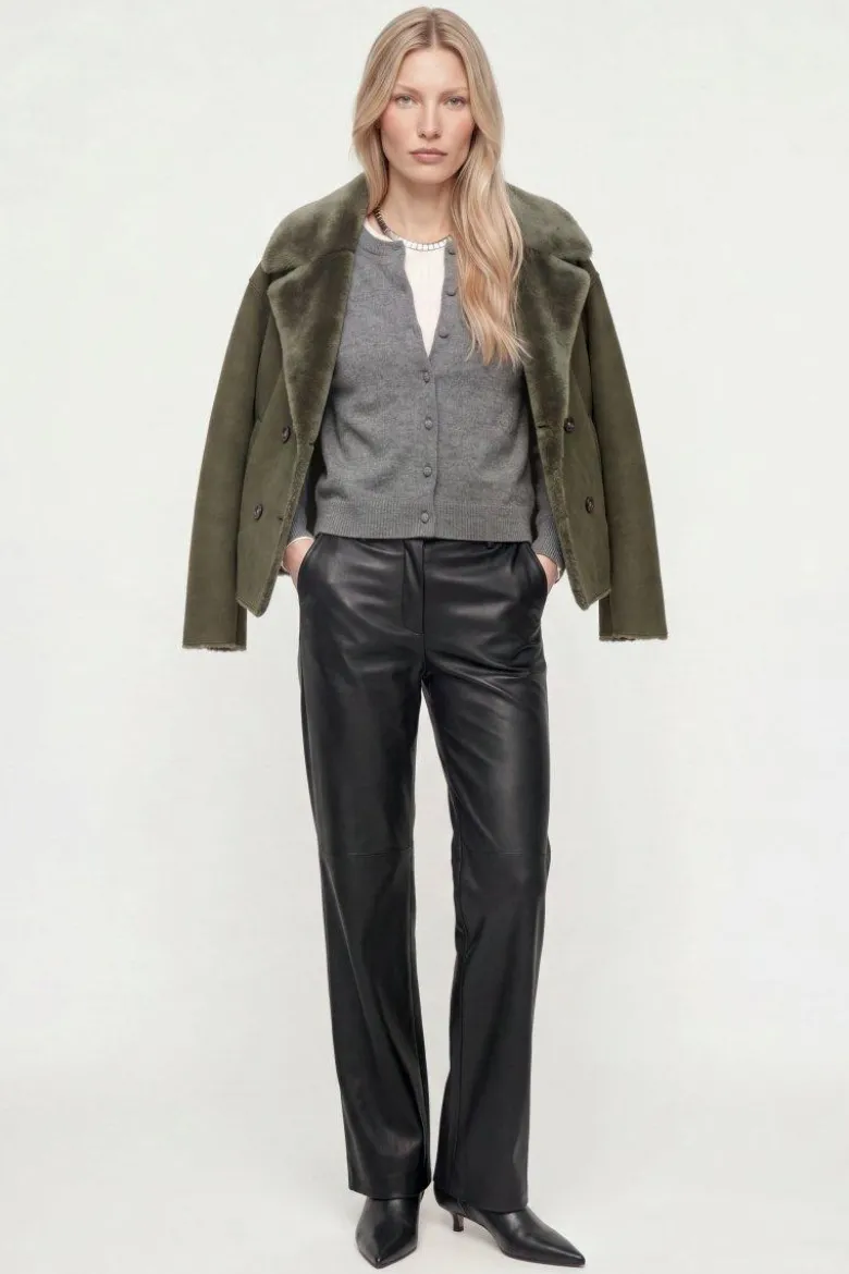Straight-Leg-Hose in Lederoptik