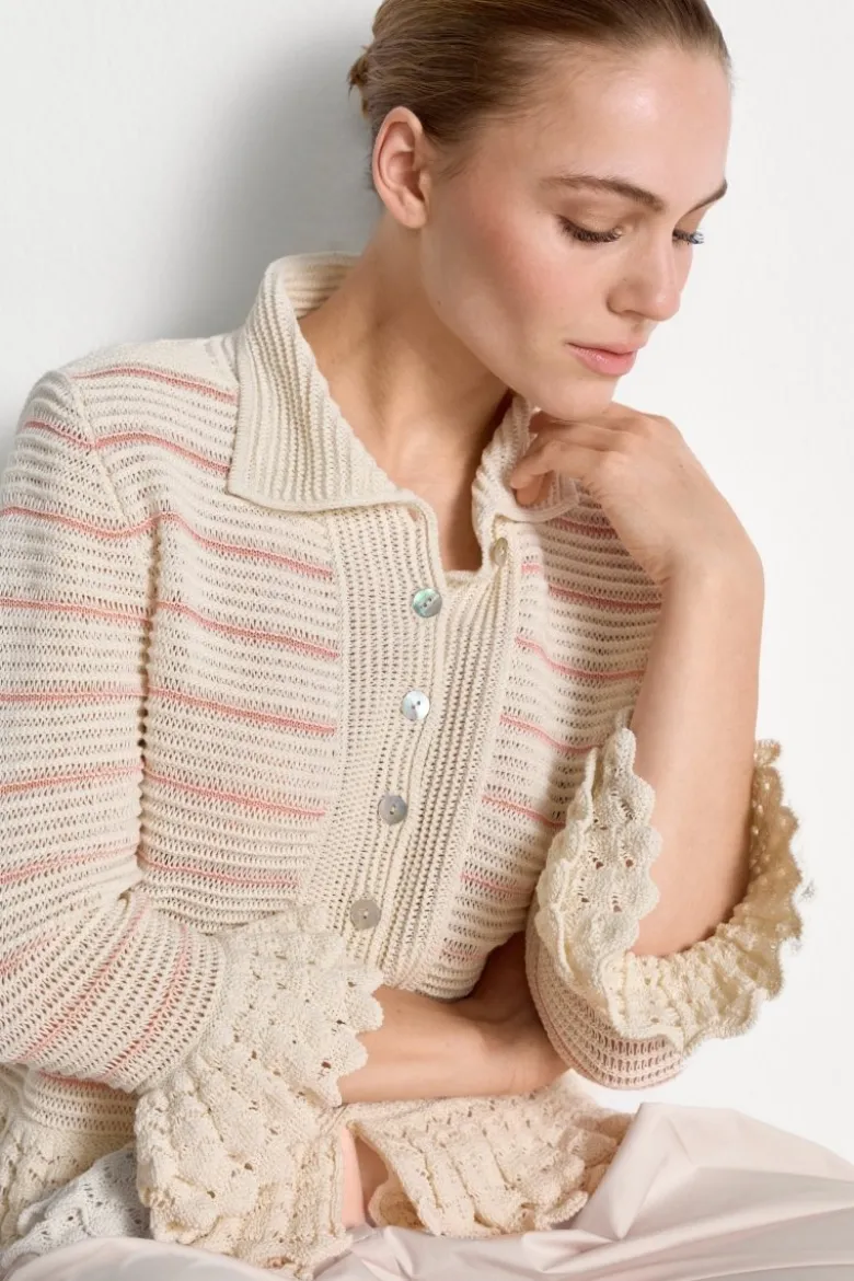 Strickcardigan mit Rüschen