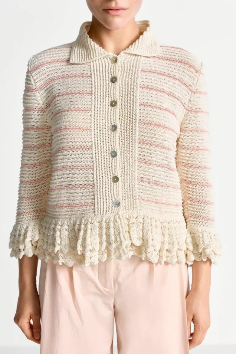 Strickcardigan mit Rüschen