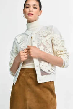 Strickjacke mit Blumenapplikation