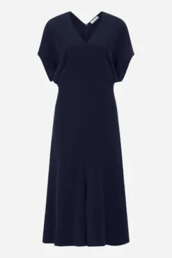 Tailliertes Midikleid mit V-Ausschnitt