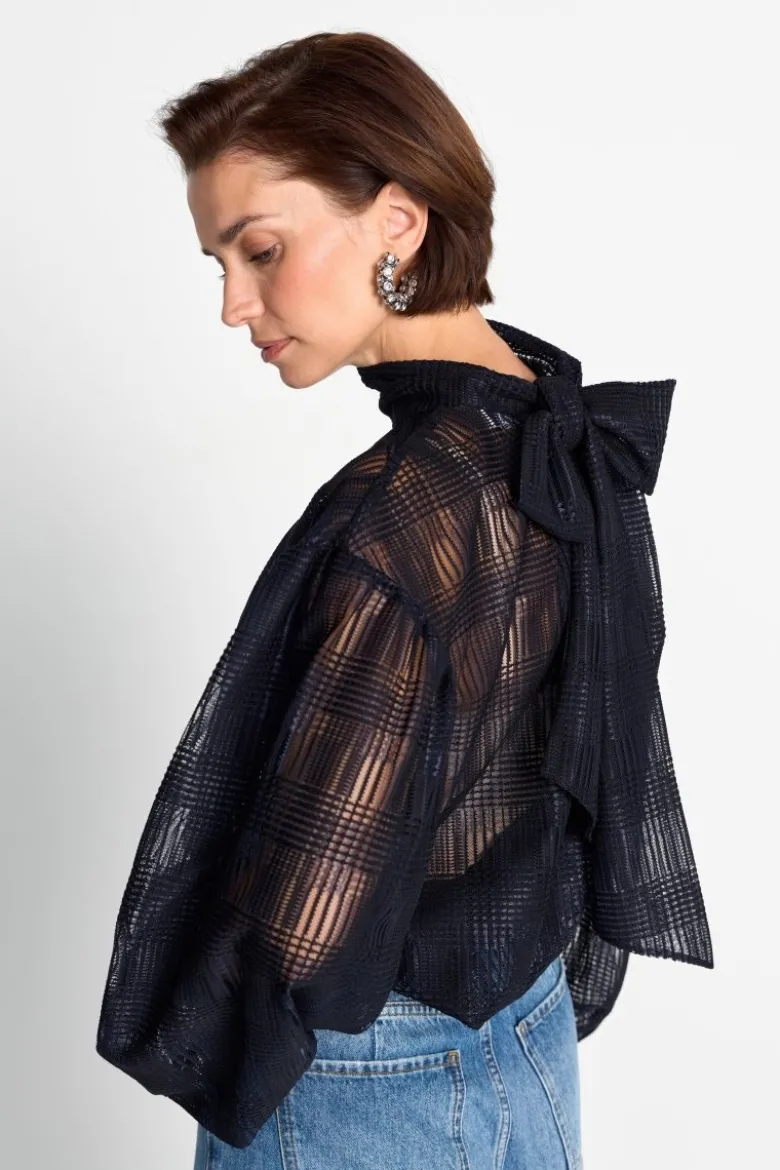 Transparente Karobluse mit Stehkragen