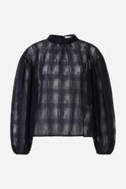 Transparente Karobluse mit Stehkragen