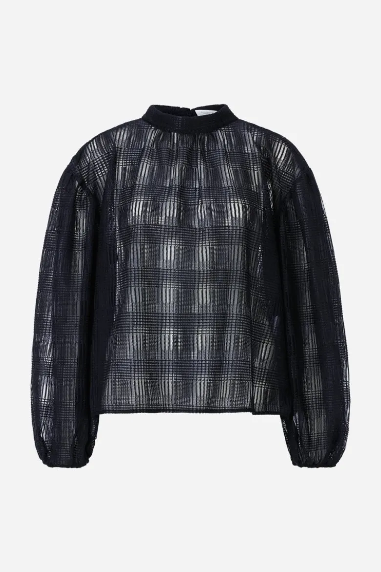 Transparente Karobluse mit Stehkragen