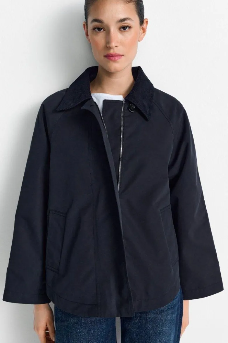 Trenchjacke mit Cordkragen