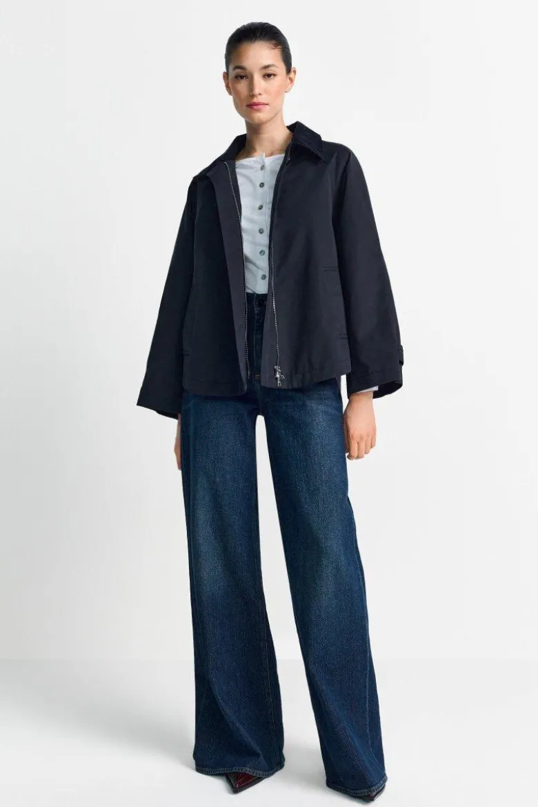 Trenchjacke mit Cordkragen