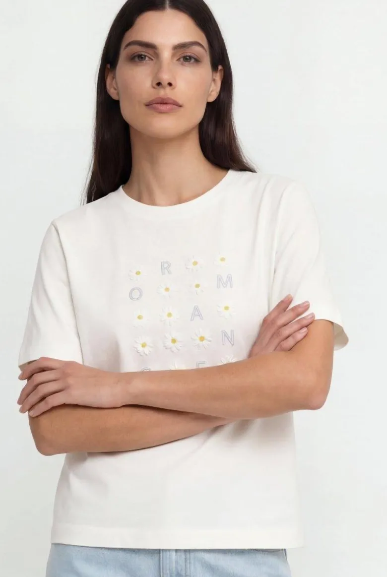 T-Shirt mit Blütenapplikation