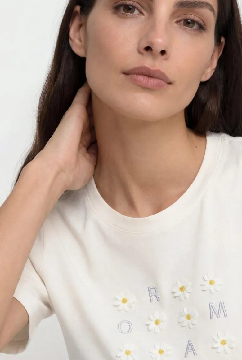 T-Shirt mit Blütenapplikation