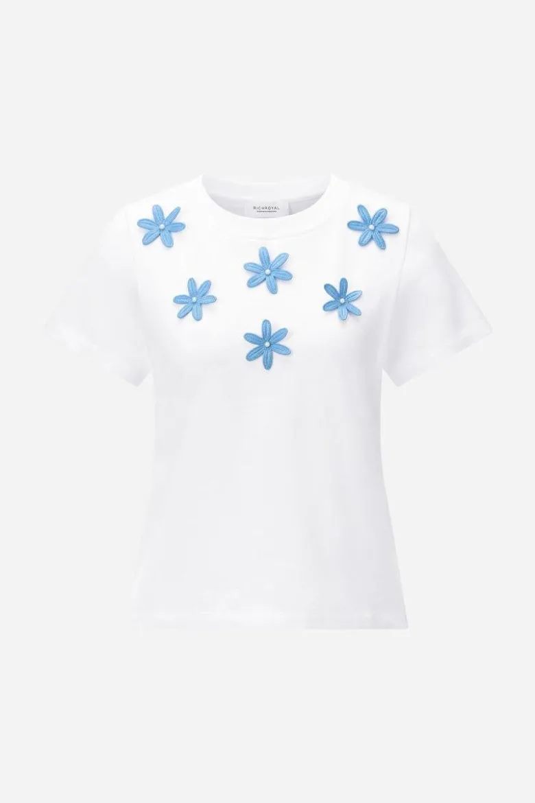 T-Shirt mit Blumenstickerei