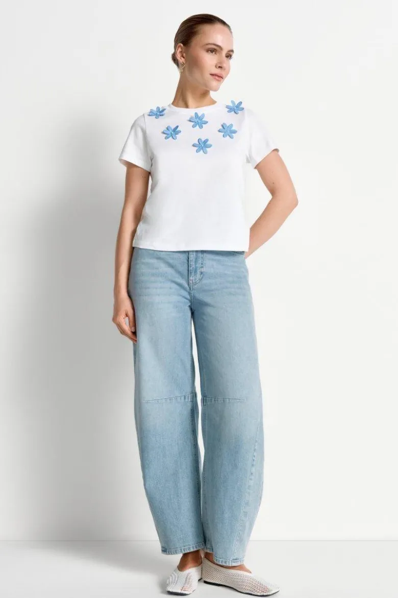 T-Shirt mit Blumenstickerei