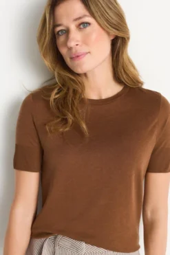 T-Shirt mit gerippten Ärmelabschlüssen