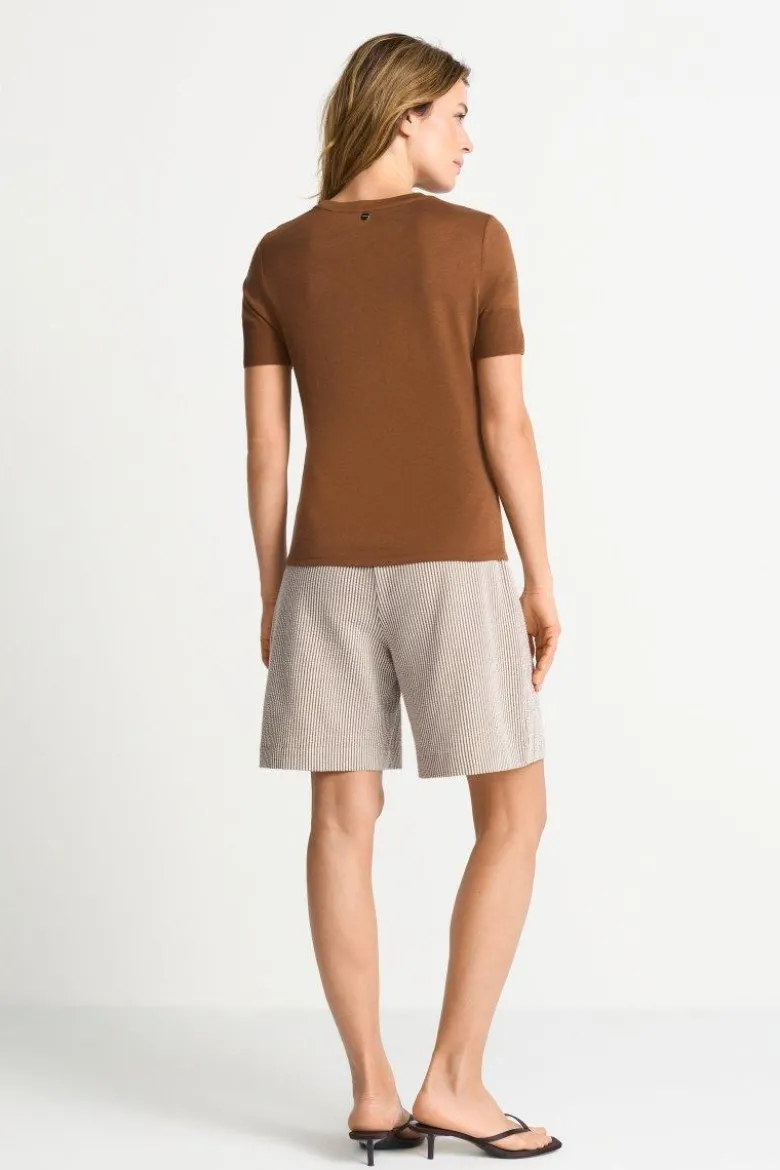 T-Shirt mit gerippten Ärmelabschlüssen