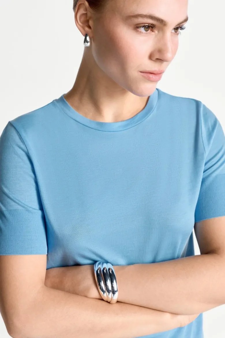 T-Shirt mit gerippten Ärmelabschlüssen