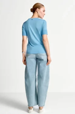 T-Shirt mit gerippten Ärmelabschlüssen