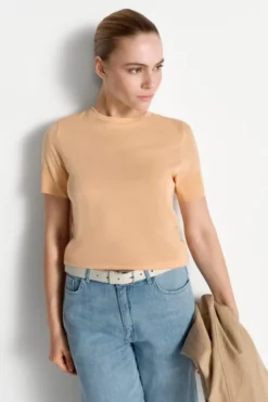 T-Shirt mit gerippten Ärmelabschlüssen