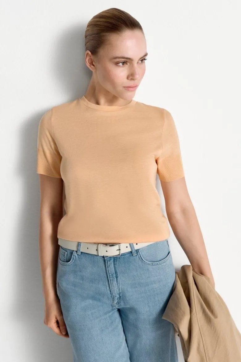 T-Shirt mit gerippten Ärmelabschlüssen