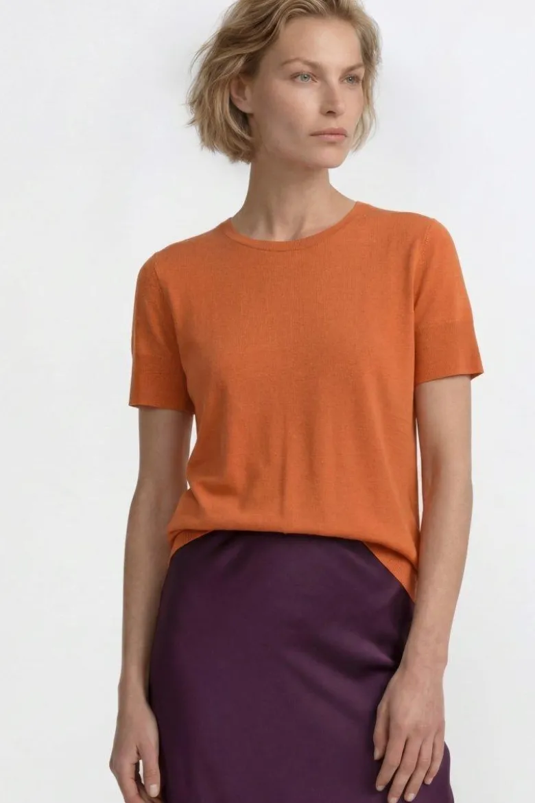 T-Shirt mit gerippten Ärmelabschlüssen