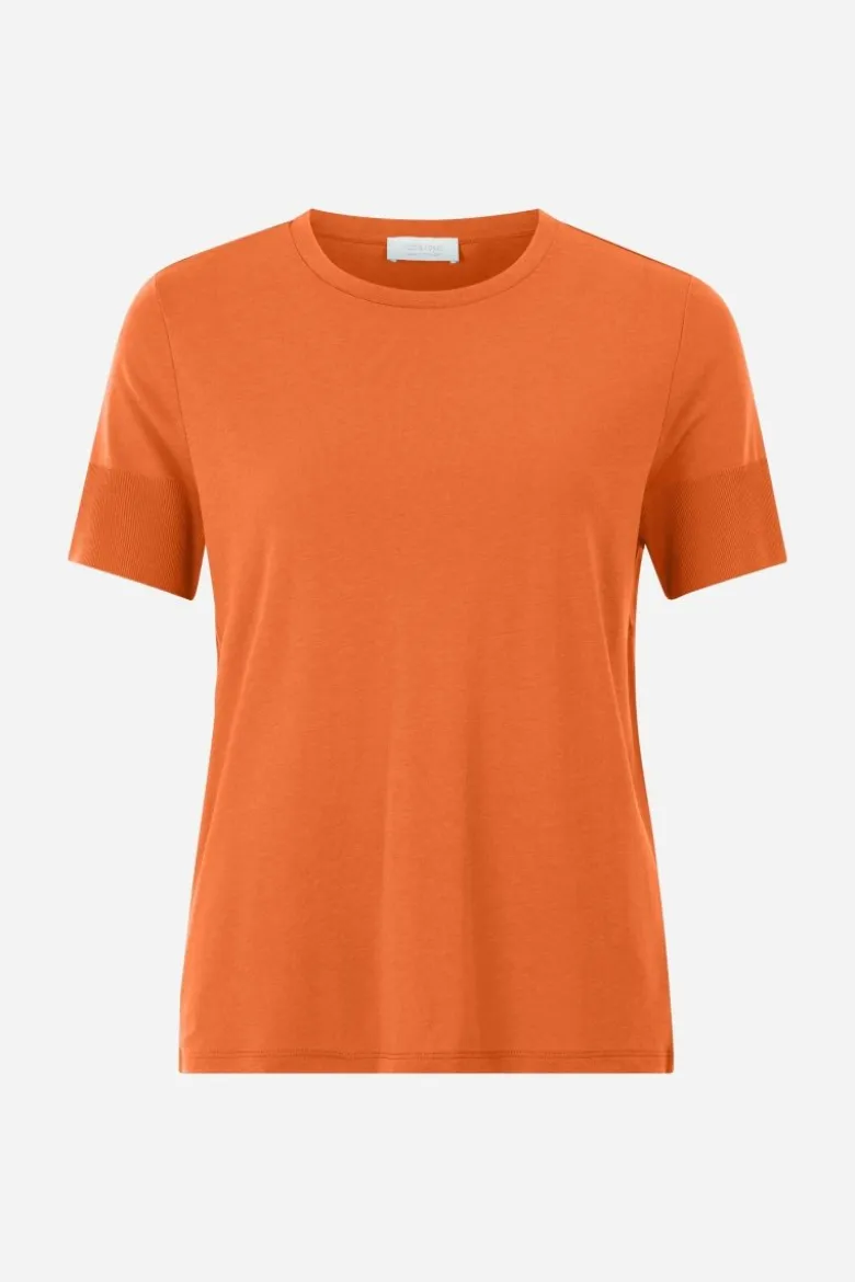 T-Shirt mit gerippten Ärmelabschlüssen